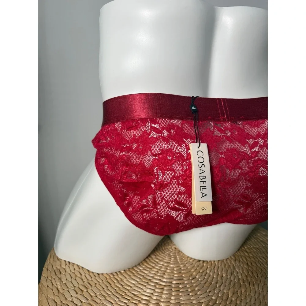 Cosabella Red‎ Never Say Never Lace Sports Brief Luxury Designer Underwear XL